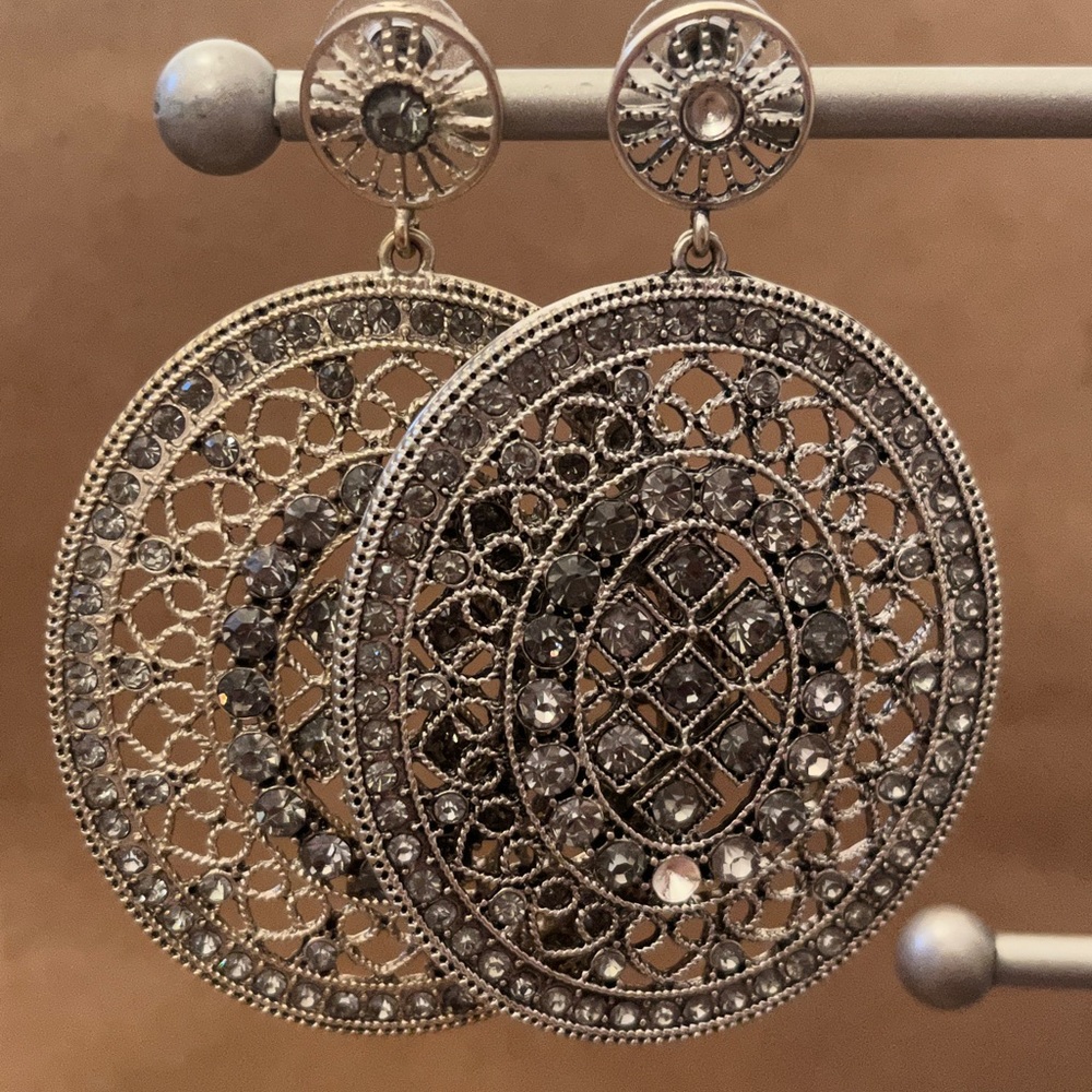 Detailed rhinestone earrings